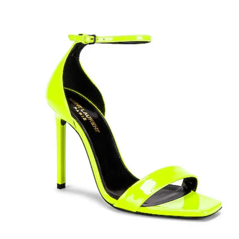 SAINT LAURENT *GREAT CONDITION* 36.5 PATENT LEATHER “AMBER” NEON YELLOW HEEL